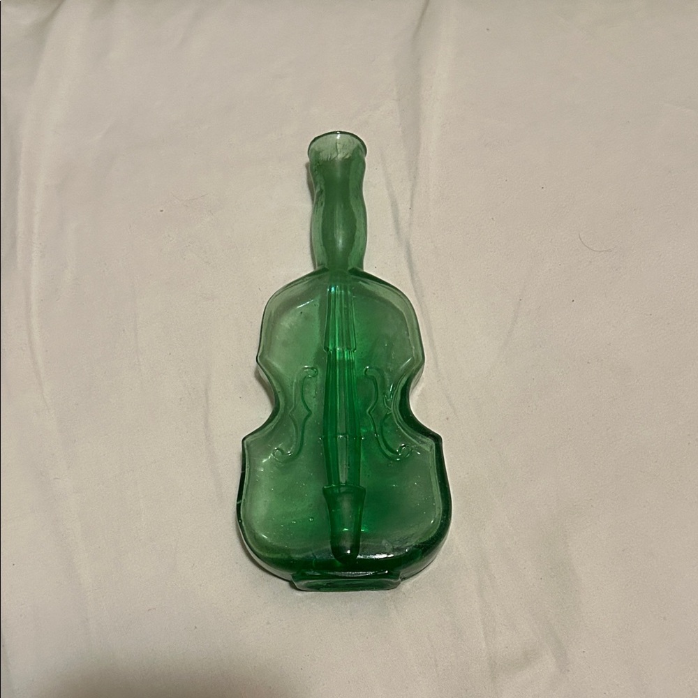 Green Violin-Shaped Glass Bottle